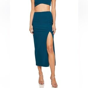 💓NWT Revolve x Nookie Teal Green Maia Midi Skirt With Slit - Size XS💓
